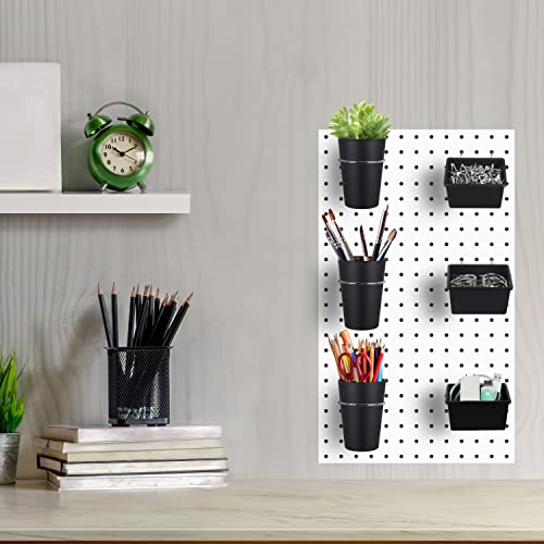 Kuhome 6 Sets Pegboard Bins with Hooks - Pegboard Organizer for Accessories, Tools, Storage - Office, Workshop, Garage - Black