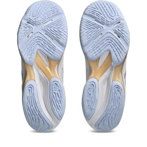 ASICS Women's Netburner Ballistic FlyteFoam Mid Top 4 Volleyball Shoes, 9.5, White/Champagne