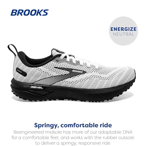 Brooks Men’s Revel 6 Neutral Running Shoe - White/Black - 11.5 Medium