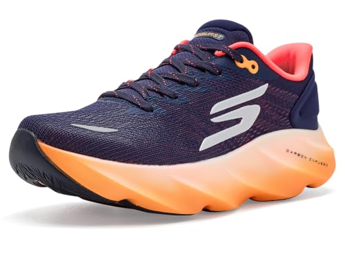 Skechers Men's Aero Burst Running Shoe, Navy/Orange, 11