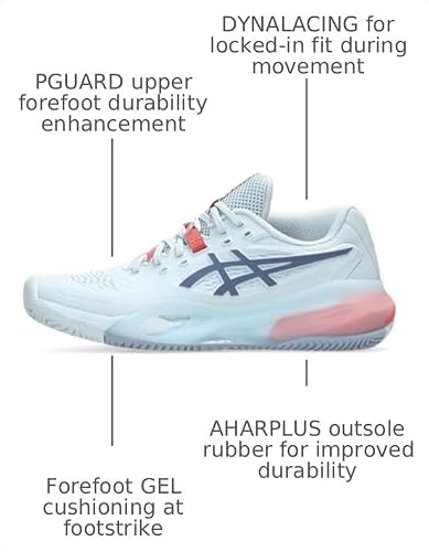 ASICS Women's Gel-Resolution X Clay Tennis Shoes, 9, Sky/Grey Blue