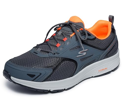 Skechers mens Gorun Consistent - Athletic Workout Running Walking Shoe With Air Cooled Foam Sneaker, Grey/Orange, 8.5 X-Wide US