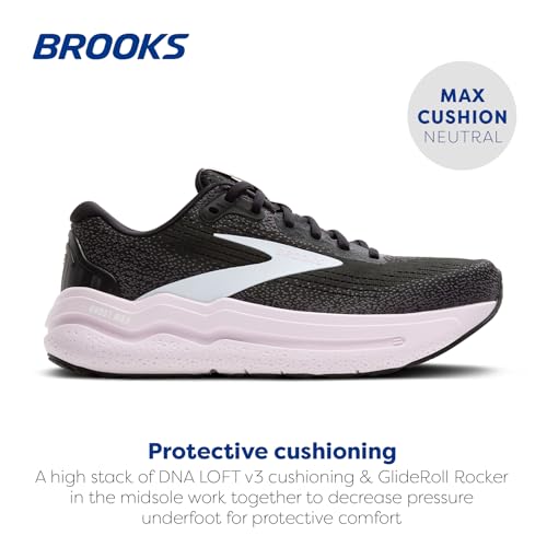 Brooks Women’s Ghost Max 2 Neutral Running & Walking Shoe - Black/White/Orchid Ice - 6.5 Medium