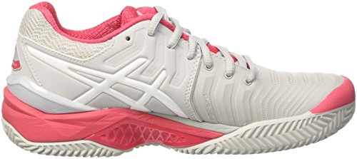 ASICS Gel-Resolution 7 Clay Womens Tennis Shoes E752Y Sneakers Trainers (UK 4 US 6 EU 37, Grey White red 9601)