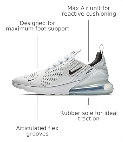 Nike Men's Air Max 270 Shoes, White/Black-White, 8