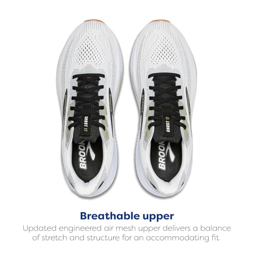Brooks Men’s Ghost 17 Neutral Running Shoe - White/Black/Tea - 12.5 Medium