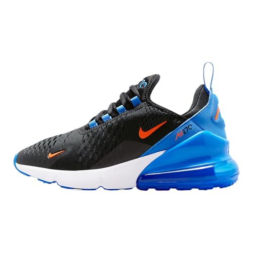 Nike Air Max 270 Big Kids' Shoes (Black/Blue Crystal/White/Turf Orange) Size 4.5