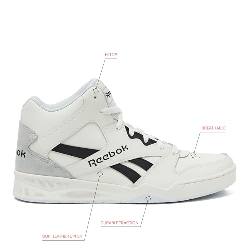 Reebok Royal BB4500 Hi2 High Top Sneakers for Men, Black or White Mens Basketball Shoes, Medium or Wide Width Size 7 to 14 Athletic Mens Shoes, Chalk/Black/Moon, 13 Medium