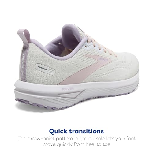 Brooks Women’s Revel 6 Neutral Running Shoe - Marshmallow/Pink/Purple - 10 Medium