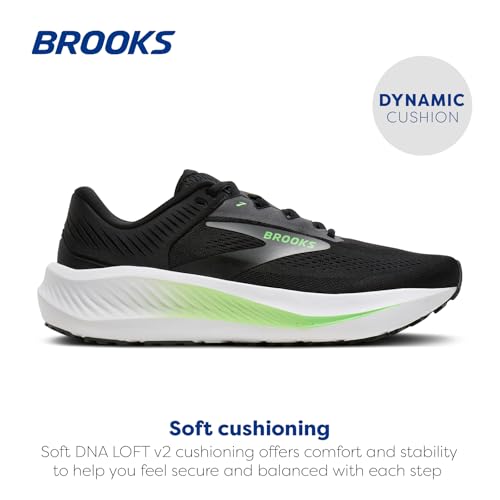 Brooks Men’s Anthem 8 Neutral Running Shoe - Black/Grey/Green - 10.5 Medium