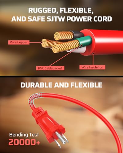 DEWENWILS 25FT Extension Cord Reel, Hand Wind Retractable Cord Reel