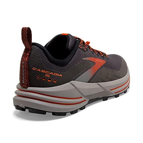 Brooks Men’s Cascadia 16 GTX Waterproof Trail Running Shoe - Black/Ebony/Cinnabar - 8 Medium
