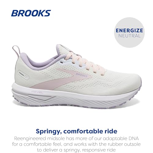 Brooks Women’s Revel 6 Neutral Running Shoe - Marshmallow/Pink/Purple - 10 Medium