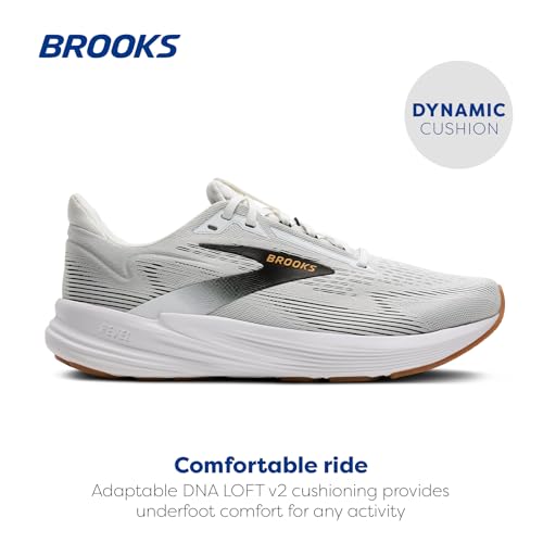 Brooks Men’s Revel 8 Neutral Running & Walking Shoe - White/Black/Oak Buff - 10.5 Medium