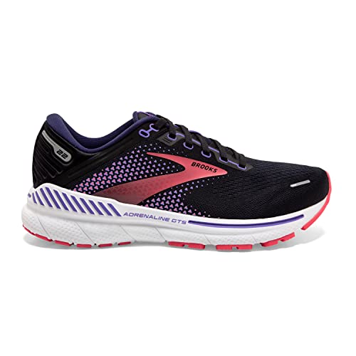 Brooks Women's Adrenaline GTS 22 Supportive Running Shoe - Black/Purple/Coral - 12 Medium