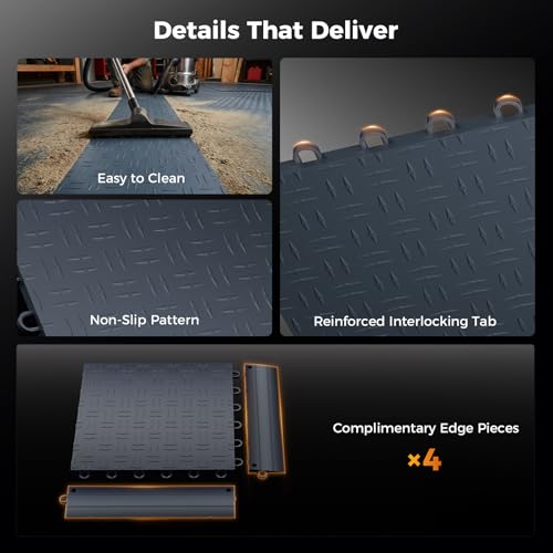 CAMMOO Upgraded V2.0 Garage Floor Tiles 12"x12", Graphite Gray
