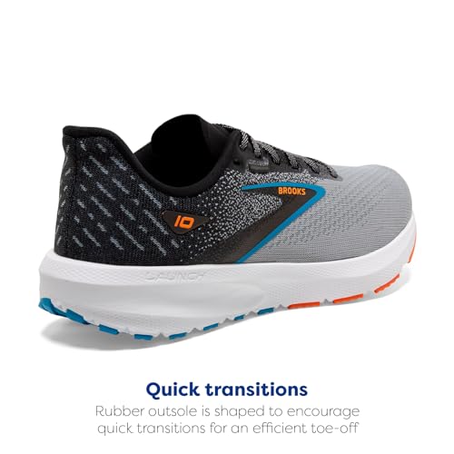 Brooks Men's Launch 10 Shoes, Black/Grey/Orange Clown Fish, 12 M