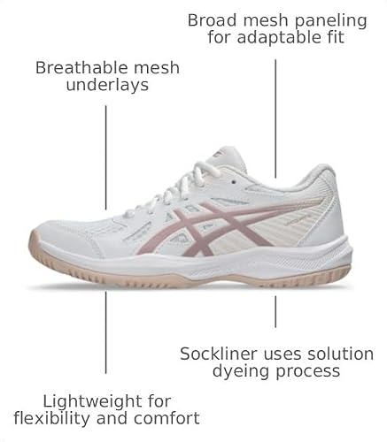 ASICS Women's Upcourt 6 Volleyball Shoes, 9, White/MORGANITE