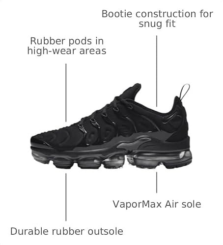 Nike womens AIR MAX Vapormax Plus Shoes, Black/Black-anthracite, 9.5
