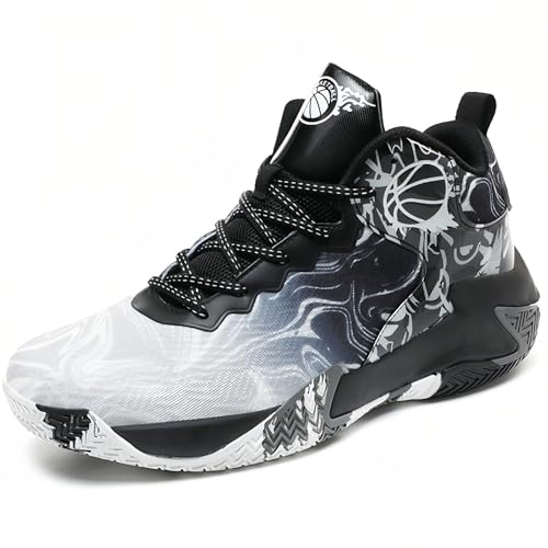 MAIZUN Mens Basketball Shoes Fashion Non-Slip Lightweight Breathable Outdoor Sneakers Cushioning Workout Shoes for Running Walking Sports Training Black