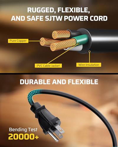 DEWENWILS 25FT Extension Cord Reel, Hand Wind Retractable Cord Reel