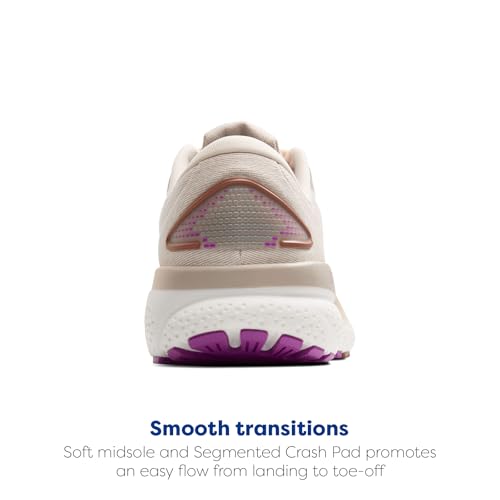 Brooks Women’s Ghost 16 Neutral Running Shoe - Almond Peach/Coconut/Purple - 6.5 Medium