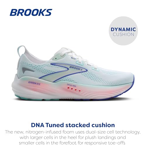 Brooks, Women, Glycerin GTS 22, White/Limpet Shell/Amparo Blue, 11.5, Medium