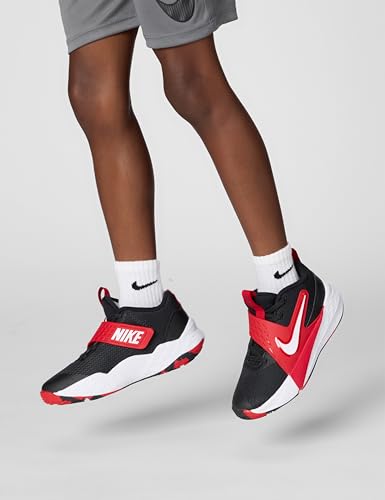 Nike Little Kid's Team Hustle D Basketball Shoes, Black/White-University Red, 2Y