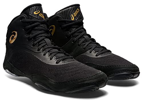ASICS Men's Split Elite Wrestling Shoes, 9.5, Black/Pure Gold
