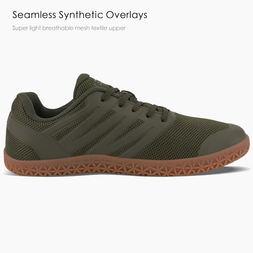 ASITVO Wide Men's Barefoot Zero Drop Sole Minimalist Width Toe Box Walking Shoes Sneakers Size 11 TPU No-Sew Upper Cross-Trainer Trail-Running Shoes Army Green 45