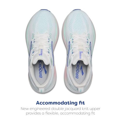 Brooks Women’s Glycerin 22 Neutral Running Shoe - White/Limpet Shell/Amparo Blue - 8.5 Medium