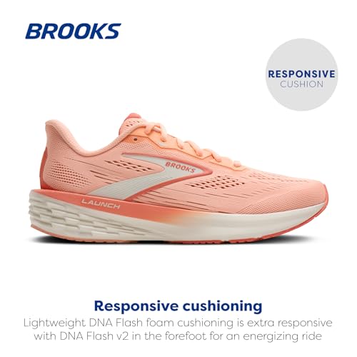 Brooks Women’s Launch 12 Neutral Running Shoe - Peach/Coconut/Peach Echo - 8 Medium