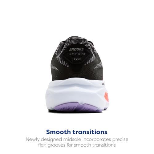 Brooks Women’s Ghost 17 Neutral Running Shoe - Black/Purple/Coral - 7.5 Medium