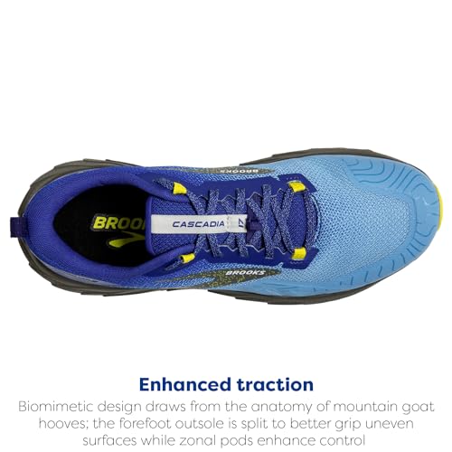 Brooks Men’s Cascadia 17 Trail Running Shoe - Blue/Surf The Web/Sulphur - 9 Medium