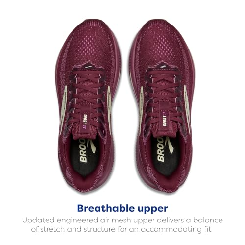 Brooks Women’s Ghost 17 Neutral Running Shoe - Burgundy/Pink/Green - 8.5 Medium