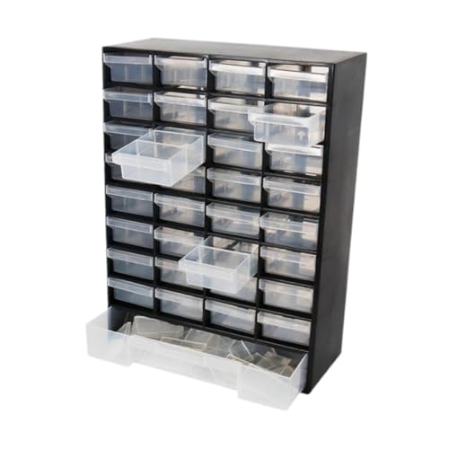 33-Drawer Parts Organizer Storage Cabinet, Wall-Mountable PP Plastic Hardware Box for Garage Crafts and Office, Black