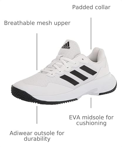 Adidas Adult GameCourt 2 Tennis White/Core Black/White 10.5