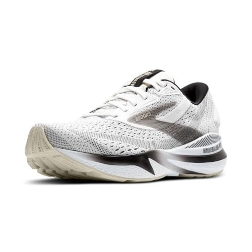Brooks Men’s Adrenaline GTS 24 Supportive Running Shoe - White/Black/Pelican - 8 Medium