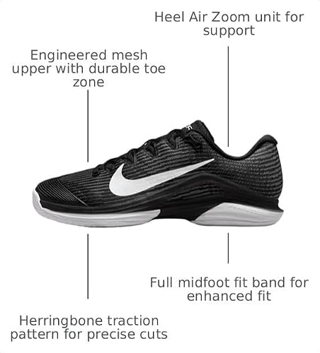 Nike Vapor 12 Women's Hard Court Tennis Shoes (FV5554-001, Black/Dark Smoke Grey/White) Size 8.5