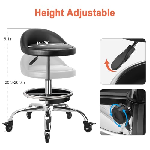 LWADALN Garage Mechanic Stool Chair, Rolling Workshop Stool with Tool Tray Storage, Height Adjustable Heavy Duty Swivel Task Chair, Mechanic Chair for Garage, Shop, Auto Repair (Style 2)