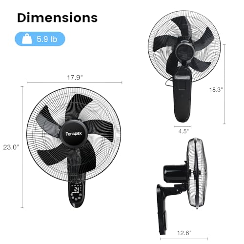 Fanspex 16" Wall Mounted Fan for Home Garage Workshop Greenhouse