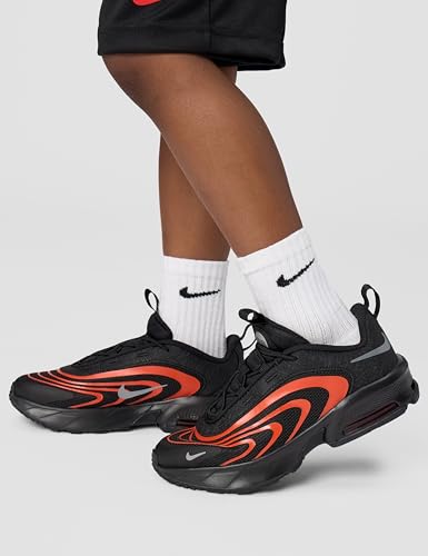 Nike Little Kids' Air Max Fire Shoes, Black/Smoke Grey-Picante Red, 1Y