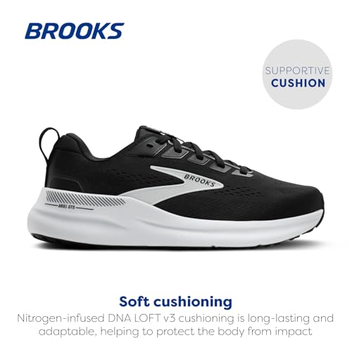 Brooks Women’s Ariel GTS 26 Supportive Running & Walking Shoe - Black/Grey/White - 8 Medium
