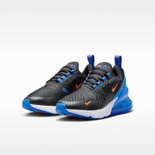 Nike Air Max 270 Big Kids' Shoes (Black/Blue Crystal/White/Turf Orange) Size 4.5