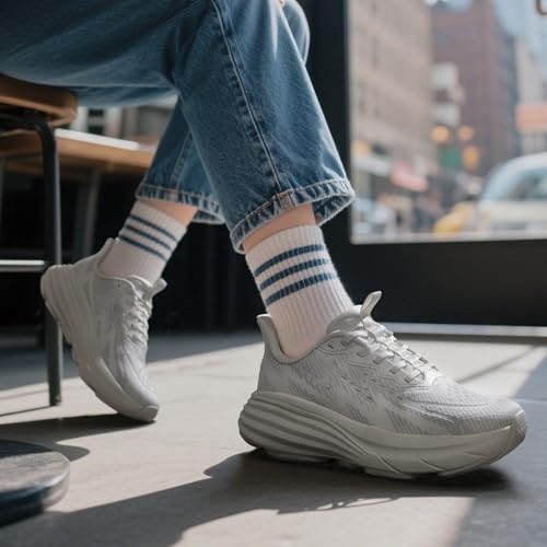 ALLSWIFIT Women's Slip On Walking Shoes Hands-Free Cushion Running Tennis ActiveSolid Non-Slip Comfortable Workout Gym Athletic Fashion Sneakers,Size 8,White,AWUMRS2512