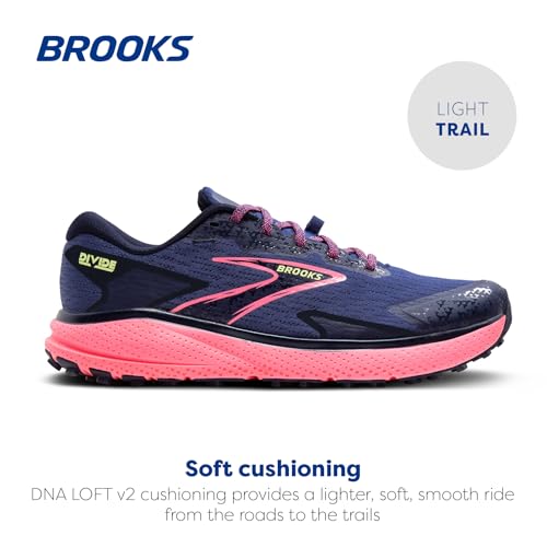Brooks Women’s Divide 5 Trail Running Shoe - Grey Blue/Pink/Lime - 5.5 Medium