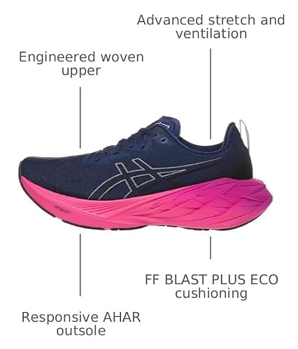 ASICS Women's NOVABLAST 4 Running Shoes, 9, Blue Expanse/Black