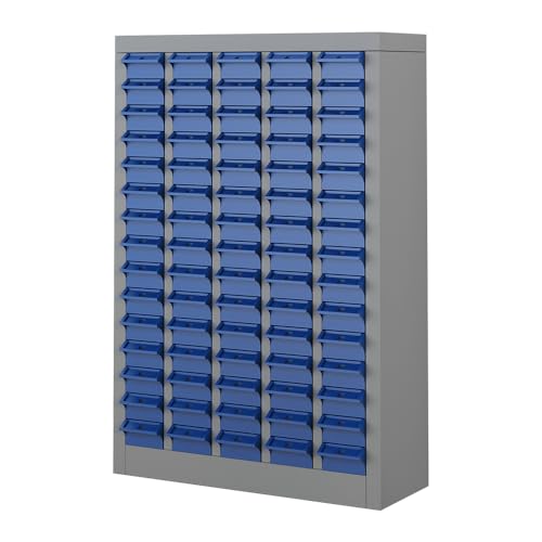 Yeeoy 75 Drawers Parts Cabinet, Bolt and Nut Tool Storage Cabinet, Steel Parts Organization Shelves with ABS Material Drawer & Labels for Tool Hardware Storage, Grey