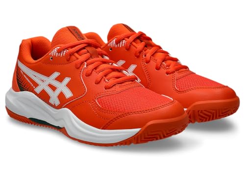 ASICS Kid's Gel-Dedicate 9 Padel GS Tennis Shoes, 7, Energy Orange/White