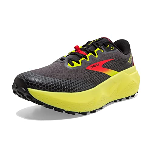 Brooks Men’s Caldera 6 Trail Running Shoe - Black/Fiery Red/Blazing Yellow - 9 Medium